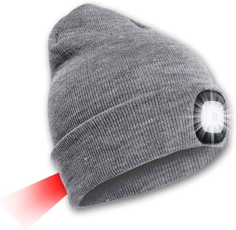 LED-muts met verlichting voor mannen en vrouwen, oplaadbare warme muts met lamp, winterse lichtgevende muts voor vissen, joggen, kamperen en hardlopen