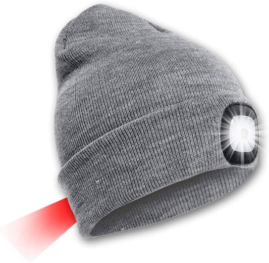 LED-muts met verlichting voor mannen en vrouwen, oplaadbare warme muts met lamp, winterse lichtgevende muts voor vissen, joggen, kamperen en hardlopen