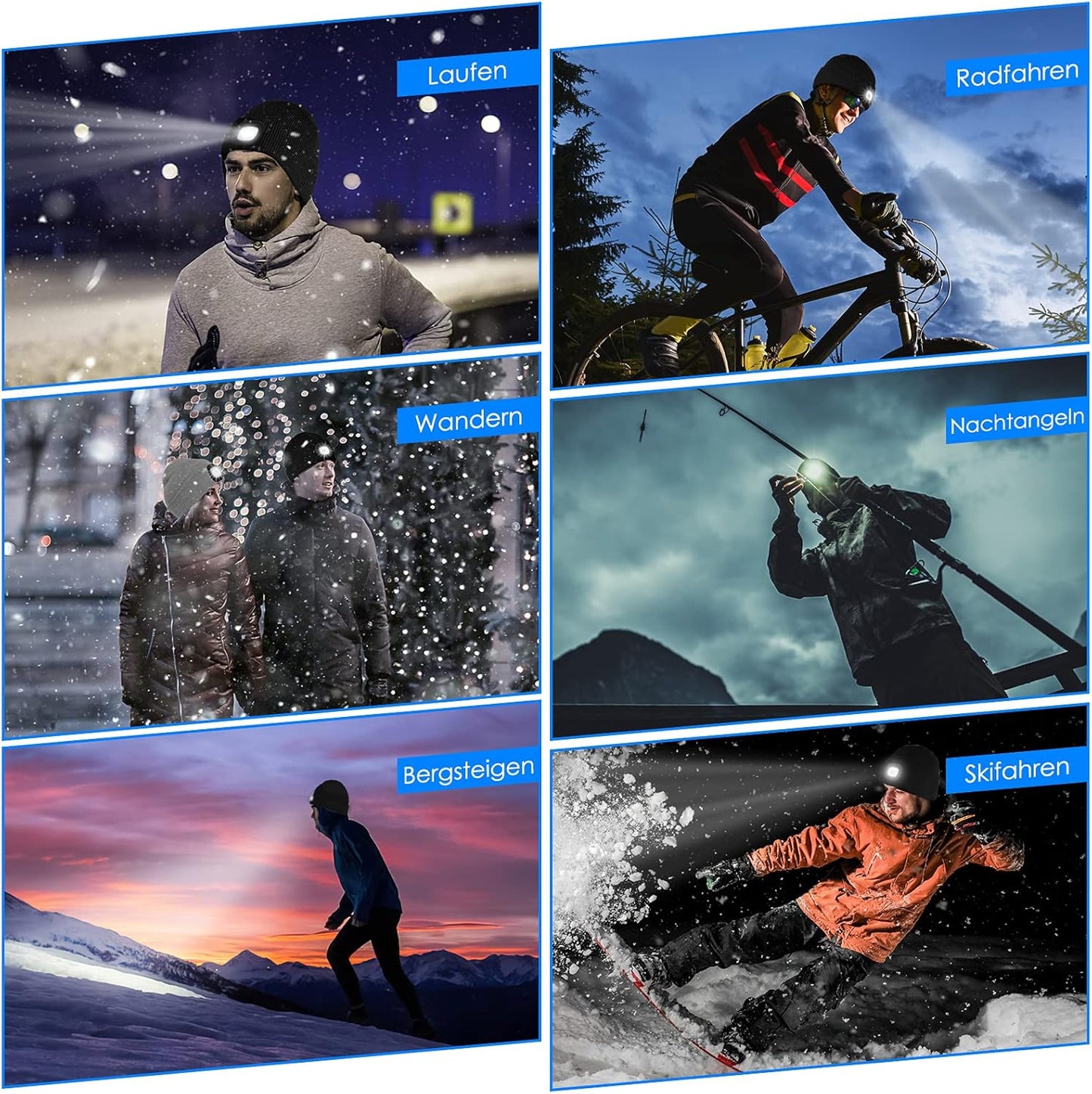 LED-muts met verlichting voor mannen en vrouwen, oplaadbare warme muts met lamp, winterse lichtgevende muts voor vissen, joggen, kamperen en hardlopen