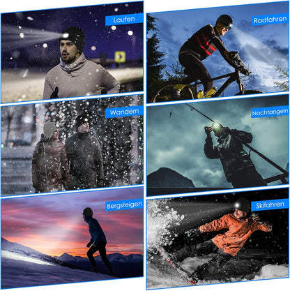 LED-muts met verlichting voor mannen en vrouwen, oplaadbare warme muts met lamp, winterse lichtgevende muts voor vissen, joggen, kamperen en hardlopen